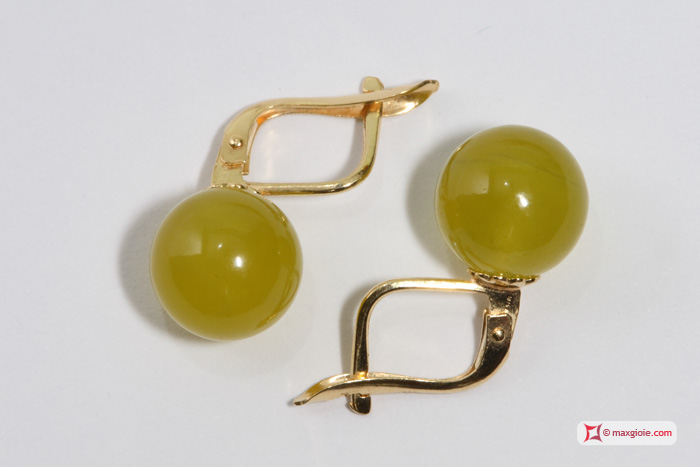 MAXGIOIE - Orecchini Giada Coreana 10mm in Oro 18K mp