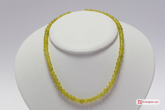 MAXGIOIE - Collana Giada lilla coreana pallini 6mm in Argento