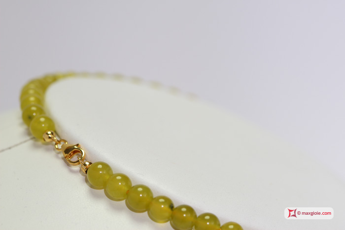 MAXGIOIE - Collana Giada lilla coreana pallini 6mm in Argento