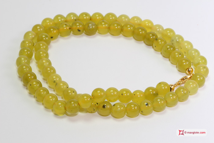 MAXGIOIE - Collana Giada lilla coreana pallini 6mm in Argento