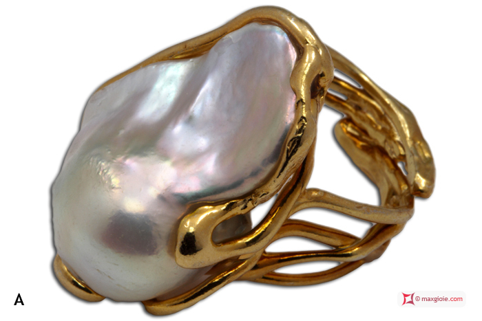 MAXGIOIE - Anello Perle in Argento 925 placcato Oro [scelte multiple]