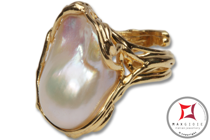 Dettaglio - Details MAXGIOIE - Anello etrusco Perle in Argento 925 placcato Oro id0032