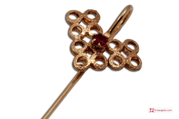 MAXGIOIE - Spilla Vintage Rubino in Argento 925 placcato Oro