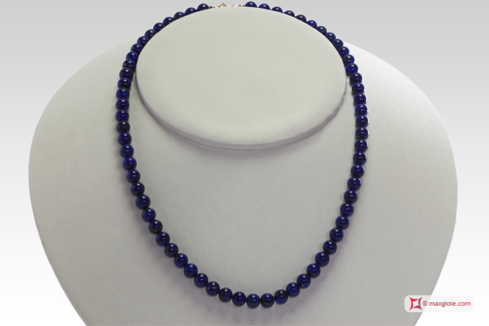 MAXGIOIE - Collana Lapislazzuli Extra 6mm in Oro 18K