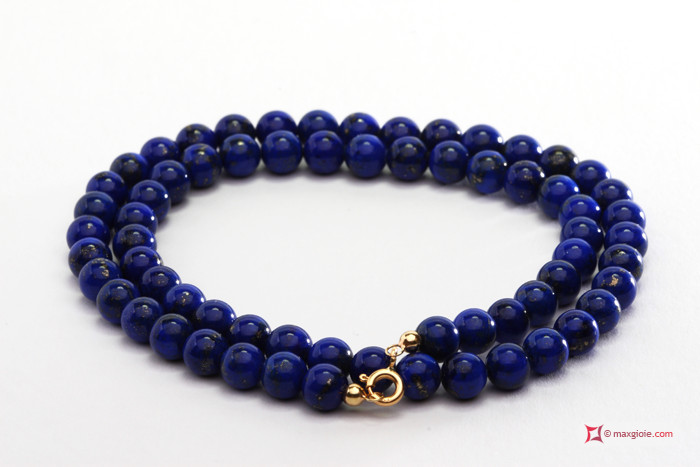 MAXGIOIE - Collana Lapislazzuli Extra 6mm in Oro 18K