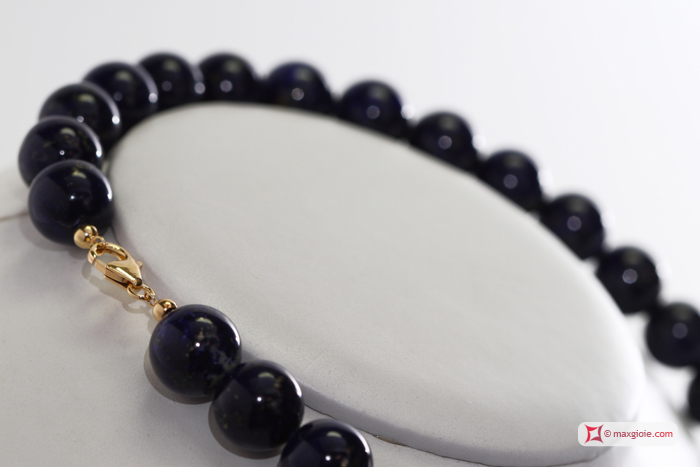 MAXGIOIE - Collana Lapislazzuli 14mm L60 in Oro 18K