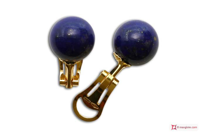 MAXGIOIE - Orecchini Lapislazzuli Extra 12mm in Oro 18K clip g