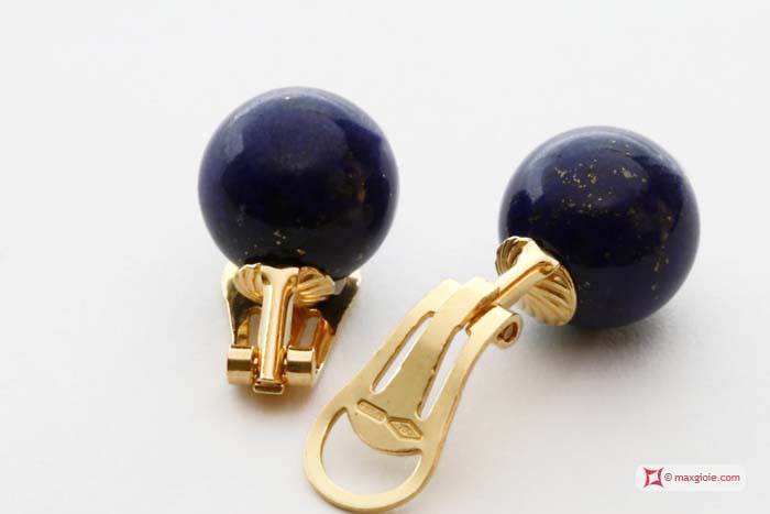 Dettaglio - Details MAXGIOIE - Orecchini Lapislazzuli Extra 12mm in Oro 18K clip g