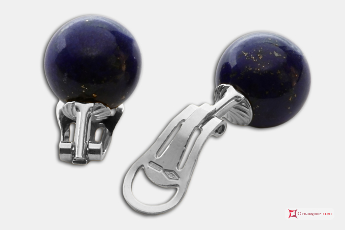 Variante - Variant MAXGIOIE - Orecchini Lapislazzuli Extra 12mm in Oro 18K clip g