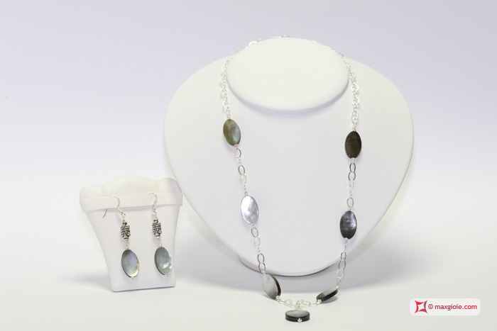 MAXGIOIE - Collana e Orecchini Madreperla ovale in Argento