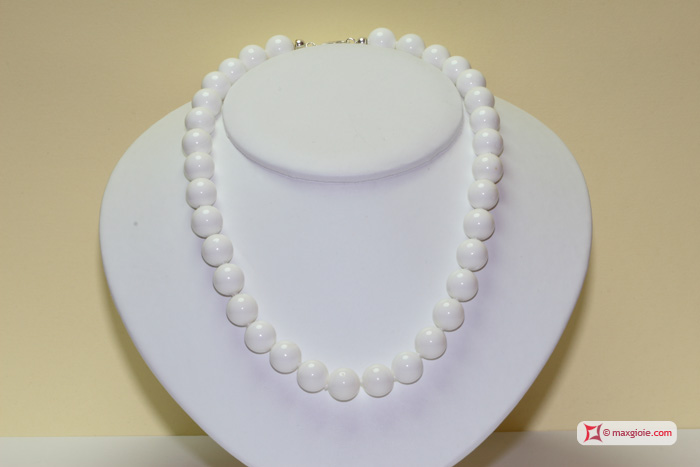 MAXGIOIE - Collana Madreperla avorio pallini 12mm in Argento