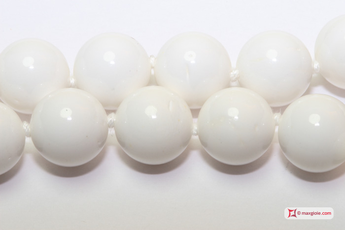 MAXGIOIE - Collana Madreperla avorio pallini 12mm in Argento
