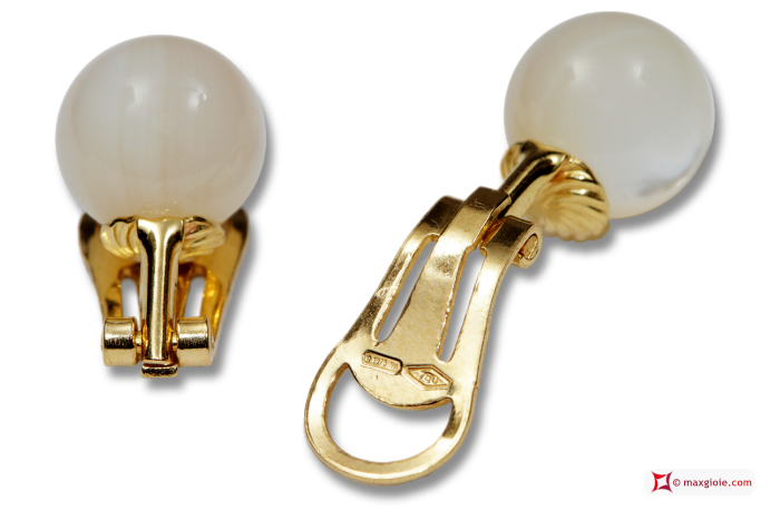Dettaglio - Details MAXGIOIE - Orecchini Madreperla Extra 10mm in Oro 18K clip