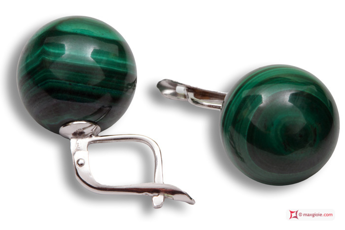 MAXGIOIE - Orecchini Malachite Extra 14mm in Oro 18K m