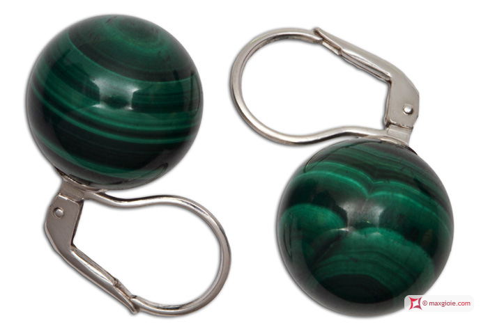 MAXGIOIE - Orecchini Malachite Extra 14mm in Oro 18K mmg