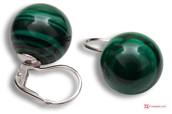 MAXGIOIE - Orecchini Malachite Extra 14mm in Oro 18K mmg