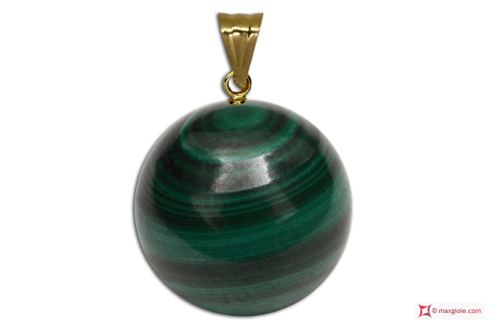 MAXGIOIE - Pendente Malachite Extra 10mm in Oro 18K