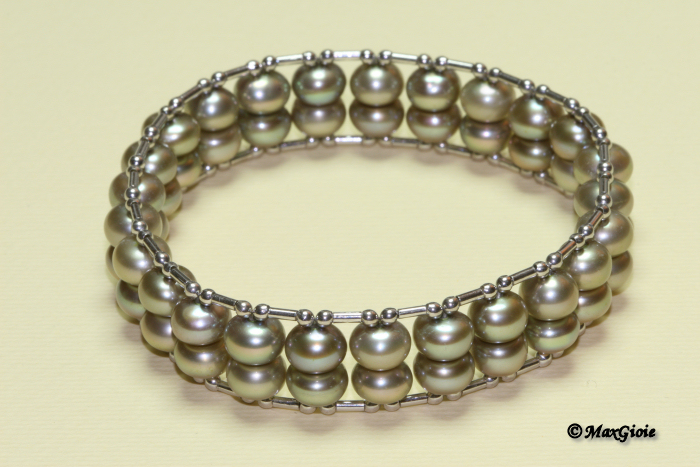 MAXGIOIE - Bracciale Chic Perle Griglie Naturali a 2 file