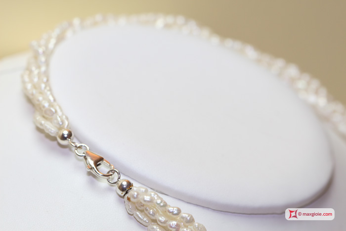 Dettaglio - Details MAXGIOIE - Torchon di Perle Naturali a 5 fili in Argento