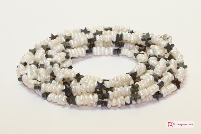 Vista Ulteriore - Additional View MAXGIOIE - Collana Perle ed Ematite stella L. 2 metri in Argento