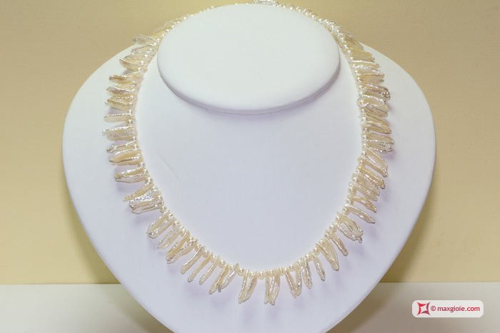 MAXGIOIE - Collana Perle frangia naturali in Argento