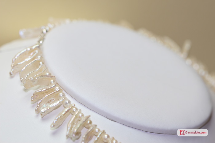 Dettaglio - Details MAXGIOIE - Collana Perle frangia naturali in Argento
