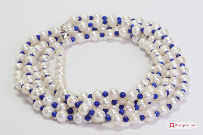 Vista Ulteriore - Additional View MAXGIOIE - Collana Perle coltivate 8-8½mm e Lapis L. 2 metri in Argento