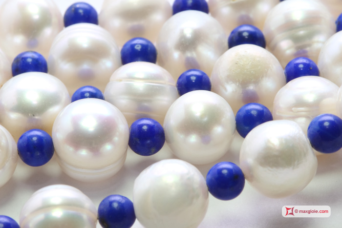 Macrofotografia - Macro Photography MAXGIOIE - Collana Perle coltivate 8-8½mm e Lapis L. 2 metri in Argento