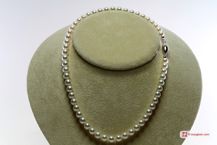 MAXGIOIE - Collana Perle Akoya giapponesi bianche TOP 7-7½mm in Oro 18K r22