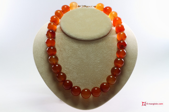 MAXGIOIE - Collana Corniola Extra pallini 18mm in Argento