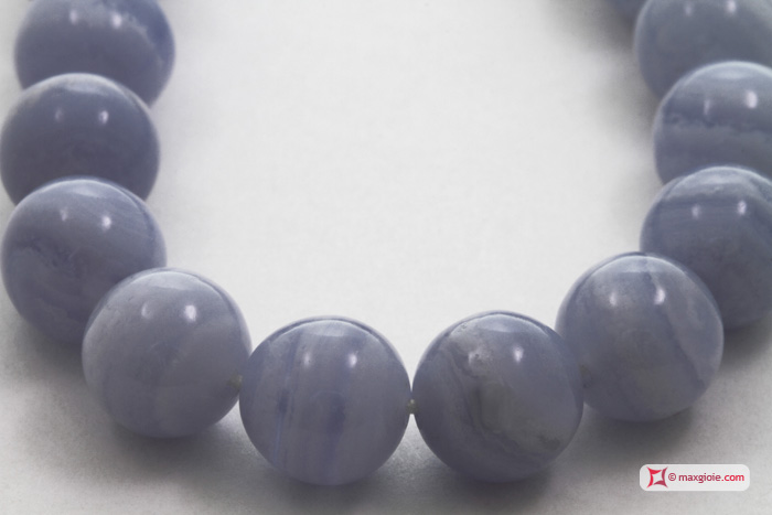 MAXGIOIE - Collana Calcedonio Extra pallini 8mm in Argento
