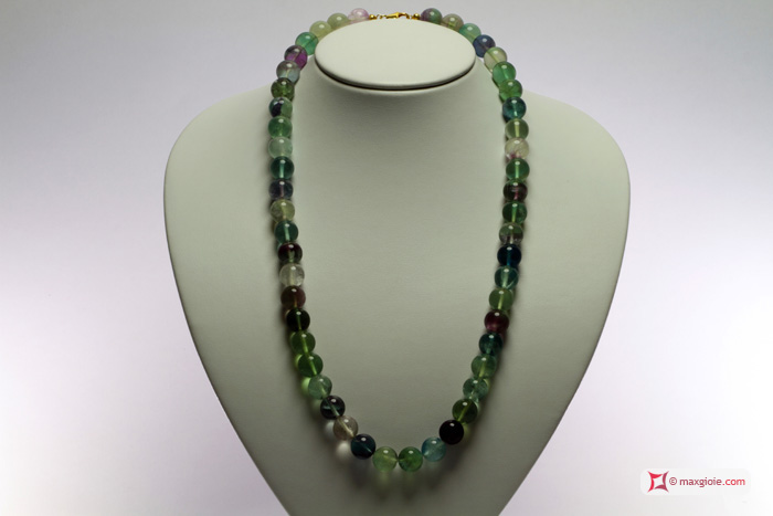 MAXGIOIE - Collana Fluorite Extra pallini 12mm L60 in Argento