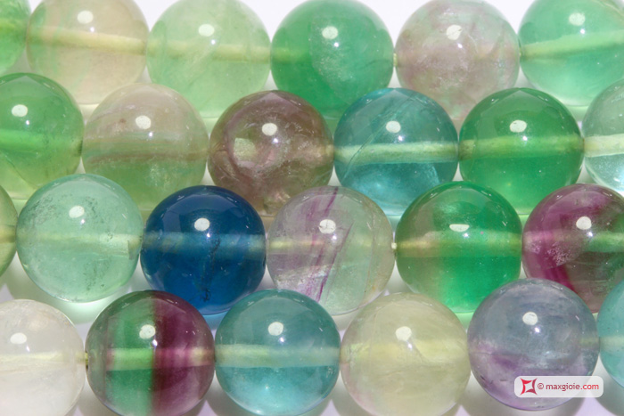 MAXGIOIE - Collana Fluorite Extra pallini 12mm L60 in Argento