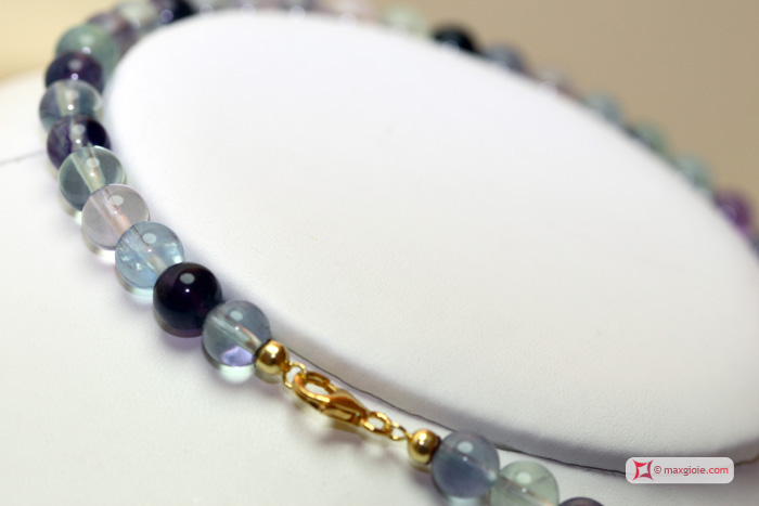 MAXGIOIE - Collana Fluorite Extra pallini 8mm in Argento