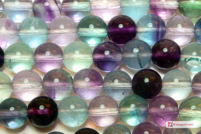 MAXGIOIE - Collana Fluorite Extra pallini 8mm in Argento