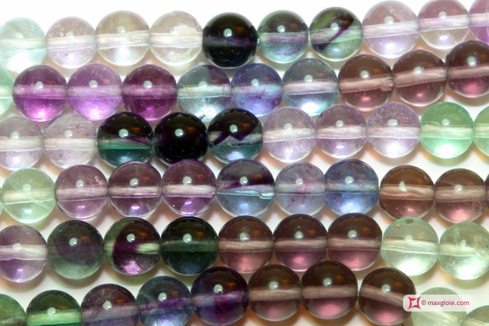 MAXGIOIE - Collana Fluorite Extra pallini 6mm in Argento