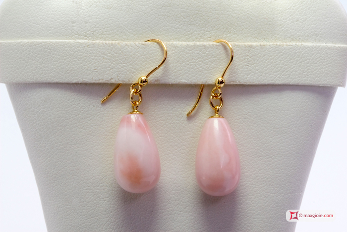 MAXGIOIE - Orecchini Opale rosa Extra 10x17mm in Oro 18K