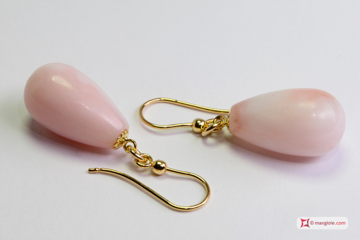 Dettaglio - Details MAXGIOIE - Orecchini Opale rosa Extra 10x17mm in Oro 18K