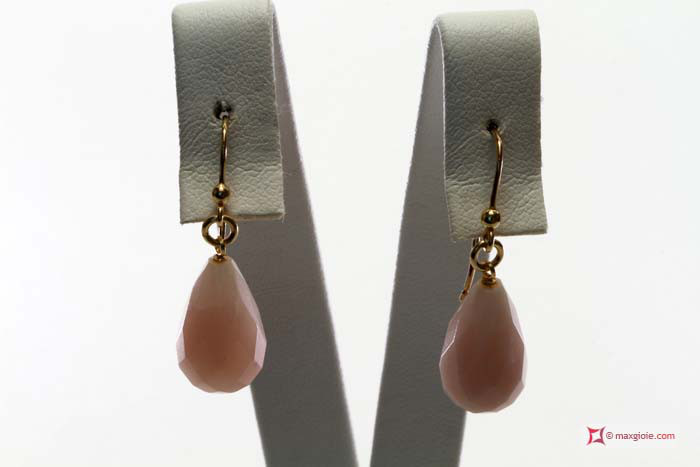 MAXGIOIE - Orecchini Opale rosa Extra 10x17mm faccettato in Oro 18K