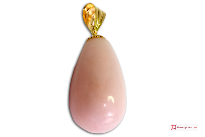MAXGIOIE - Pendente Opale rosa Extra 10x17mm in Oro 18K