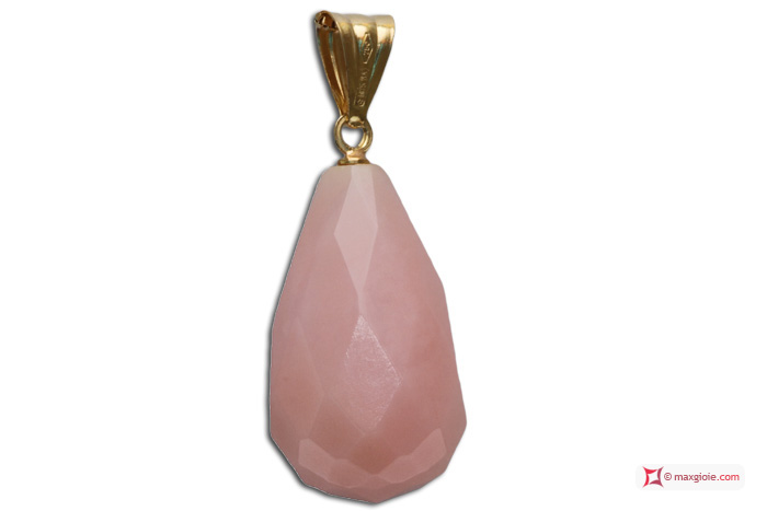 MAXGIOIE - Pendente Opale rosa Extra 10x17mm faccettato in Oro 18K
