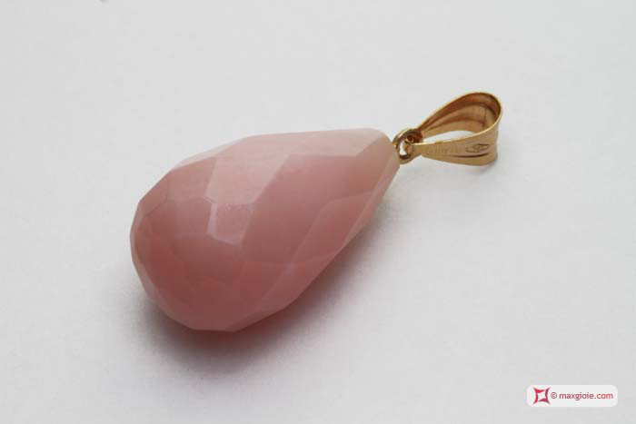MAXGIOIE - Pendente Opale rosa Extra 10x17mm faccettato in Oro 18K