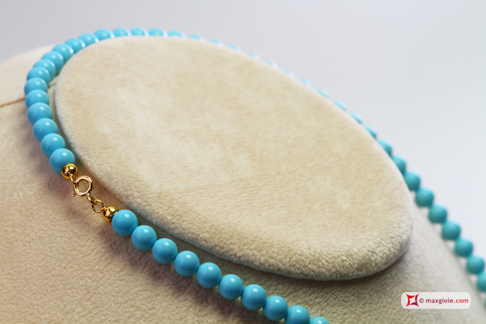 MAXGIOIE - Collana Turchese Extra 6mm in Oro 18K