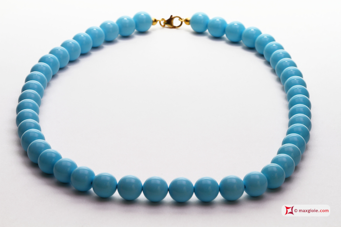 MAXGIOIE - Collana Turchese Extra 10mm in Oro 18K [varie lunghezze]