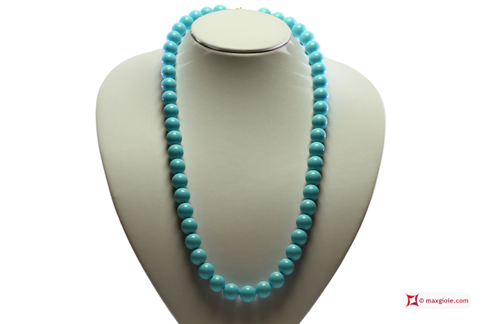 MAXGIOIE - Collana Turchese Extra 12mm in Oro 18K [varie lunghezze]