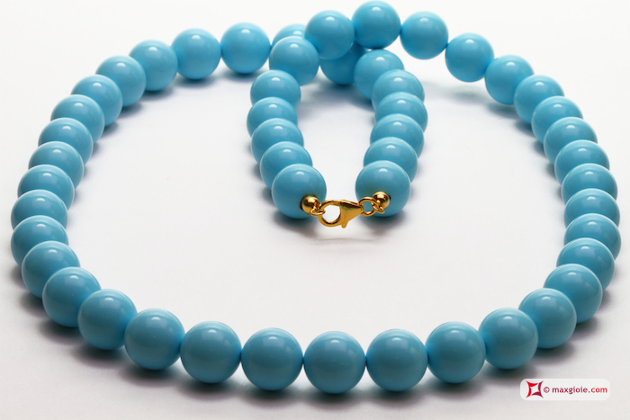 MAXGIOIE - Collana Turchese Extra 12mm in Oro 18K [varie lunghezze]