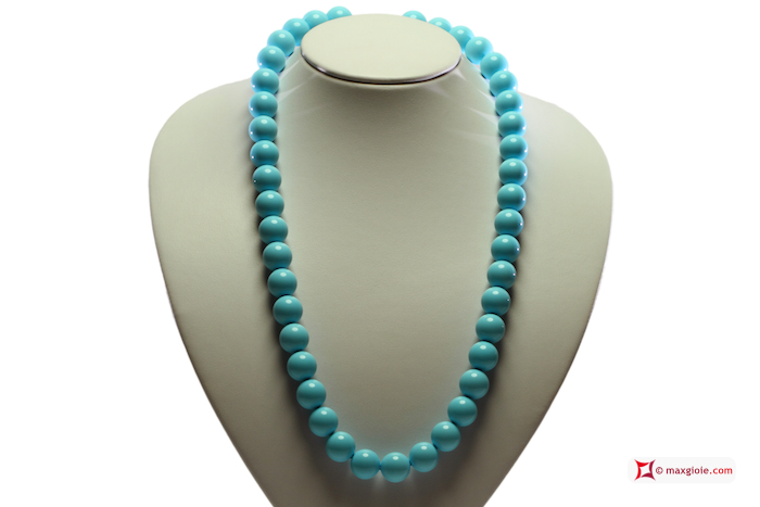 MAXGIOIE - Collana Turchese Extra 14mm in Oro 18K [varie lunghezze]