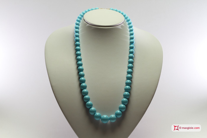 MAXGIOIE - Collana Turchese Extra 15-8mm graduati in Oro 18K