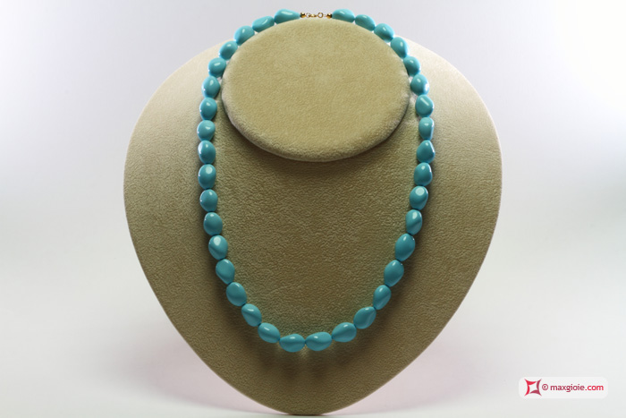 MAXGIOIE - Collana Turchese Extra 10x13mm sassolini in Oro 18K