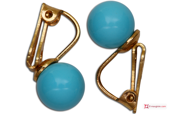 MAXGIOIE - Orecchini Turchese Extra 8mm in Oro 18K clip